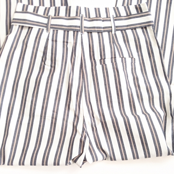 NWT High Rise Cropped Striped Belted Trousers - Picture 5 of 8